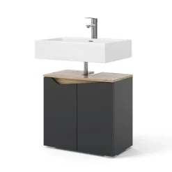 Waschbeckenunterschrank Marelle Anthrazit/Artisan 60 x 57.5 cm mit 2 Türen Vicco