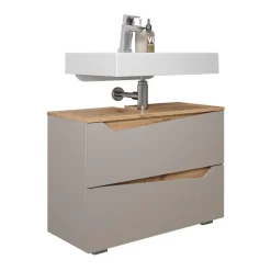 Waschbeckenunterschrank Marelle Greige 80 x 57.5 cm mit 2 Schubladen Vicco