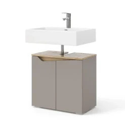 Waschbeckenunterschrank Marelle Greige 60 x 57.5 cm mit 2 Türen Vicco