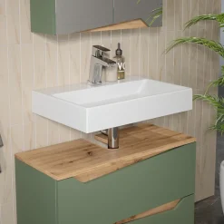 Waschbeckenunterschrank Marelle Grün/Artisan 80 x 57.5 cm mit 2 Schubladen Vicco