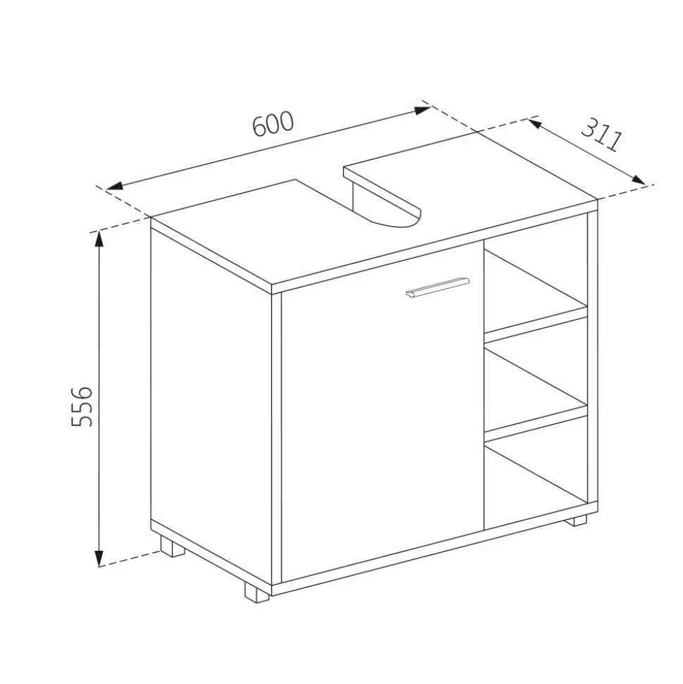 Waschbeckenunterschrank Perry Anthrazit 60 x 55.6 cm Vicco