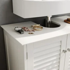 Waschbeckenunterschrank Riad Weiß 60 x 58 cm mit 2 Türen Vicco