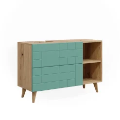 Waschbeckenunterschrank Rudi Mintgrün 90 x 59 cm mit 2 Schubladen Vicco