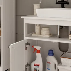 Waschbeckenunterschrank Vanity Weiß 60 x 65 cm Vicco