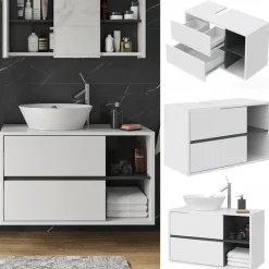 Waschbeckenunterschrank Viola Weiß 100 x 60 cm Vicco