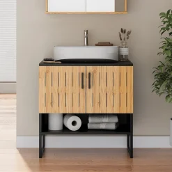 Waschbeckenunterschrank Vayra Bambus 60 x 65.5 cm Vicco