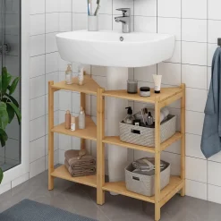 Waschbeckenunterschrank Zeno Bambus 68 x 60.5 cm 2er Set Vicco