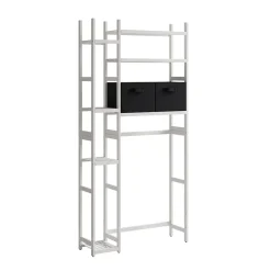 Waschmaschinenschrank Bilbao Weiß 78.5 x 163 cm mit 2 Vliesschubladen Vicco