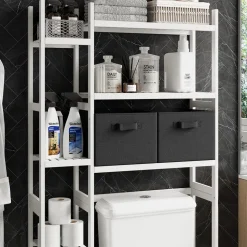 Waschmaschinenschrank Bilbao Weiß 78.5 x 163 cm mit 2 Vliesschubladen Vicco