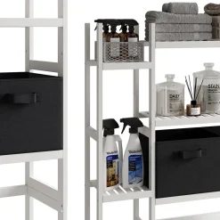 Waschmaschinenschrank Bilbao Weiß 78.5 x 163 cm mit 2 Vliesschubladen Vicco