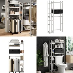 Waschmaschinenschrank Bilbao Weiß 78.5 x 163 cm mit 2 Vliesschubladen Vicco