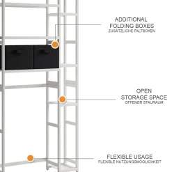 Waschmaschinenschrank Bilbao Weiß 78.5 x 163 cm mit 2 Vliesschubladen Vicco