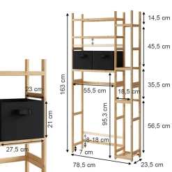 Waschmaschinenschrank Bilbao Bambus 78.5 x 163 cm mit 2 Vliesschubladen Vicco