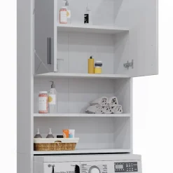 Waschmaschinenschrank Irma Weiß Hochglanz 64 x 190.5 cm Vicco
