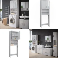 Waschmaschinenschrank Irma Weiß Hochglanz 64 x 190.5 cm Vicco