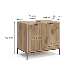 Waschtischunterschrank Eliza Viking Oak 70 x 63 cm mit 2 Türen Vicco