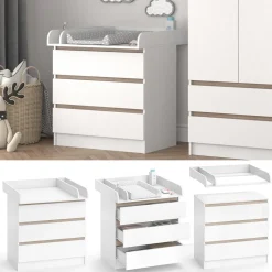 Wickelkommode Emma Weiß/Sonoma 80 x 87 cm Vicco