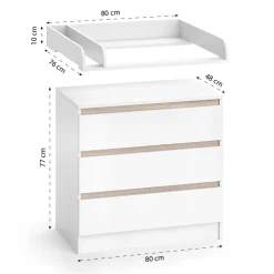 Wickelkommode Emma Weiß/Sonoma 80 x 87 cm Vicco