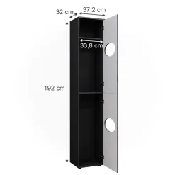 Wäscheschrank Irma Anthrazit 37.2 x 192 cm Vicco