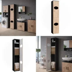 Wäscheschrank Irma Anthrazit/Goldkraft Eiche 37.2 x 192 cm Vicco